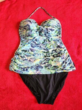 XXL Women's 2pc Bikini Tankini Bathing Suit Black Blue Swimwear Beach Swimming